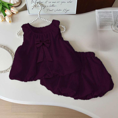 JTS COLLECTION Baby Girls Casual Top Shorts(Purple)