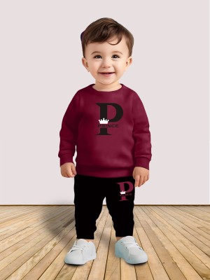 MGRS Baby Boys & Baby Girls Casual T-shirt Track Pants(Maroon)