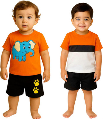 SEGRO Baby Boys & Baby Girls Casual T-shirt Shorts(ORANGE)