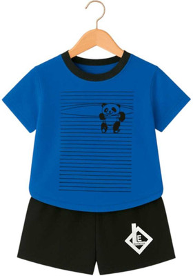 LE FASHION Boys Party(Festive) T-shirt Shorts(Royal Blue & Black)