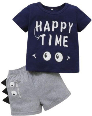 Ameeha Baby Boys & Baby Girls Casual T-shirt Shorts(dark blue, grey)