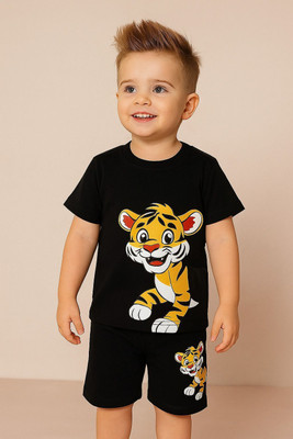 JENNY GARMENT Baby Boys & Baby Girls Casual T-shirt Shorts(Black)