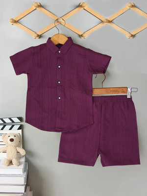 HETSHREE FASHION Boys Party(Festive) Shirt Shorts(PURPLE)