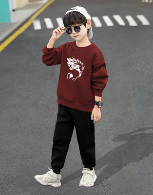 Drybe Fashion Boys Casual T-shirt Track Pants(4_Maroon)