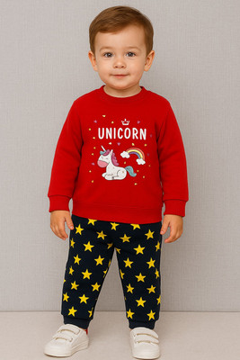 toystshirt Boys & Girls Casual Sweatshirt Pant(Red & Black)