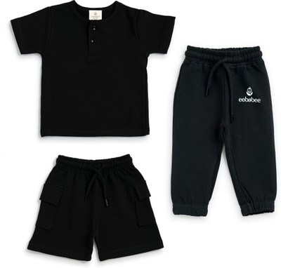 eebabee Baby Boys Casual T-shirt Pant, Shorts(Black)