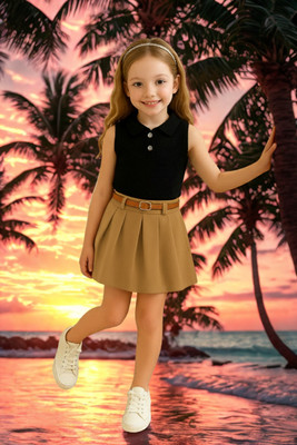 KRIYU CREATION Girls Party(Festive) Top Skirt(BLACK)