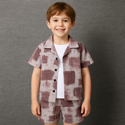 orsang Boys & Girls Casual Shirt Shorts(Pink)
