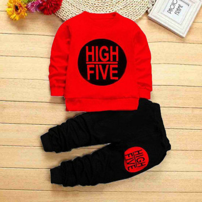 PY PINKYOU Boys & Girls Casual T-shirt Pant(Red)