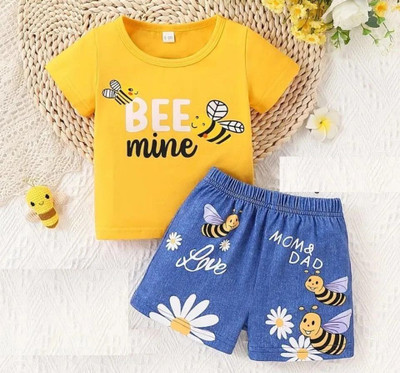 JENNY GARMENT Baby Boys Casual T-shirt Shorts(Yellow)