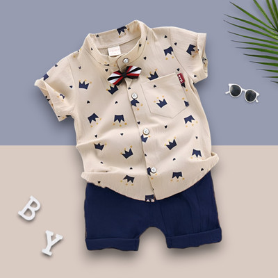 LittleRebel Baby Boys & Baby Girls Casual Shirt Shorts(ROYAL TAJ_CHIKU_BLUE)