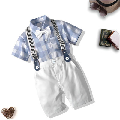 PINGAKSH LIFESTYLE Baby Boys & Baby Girls Party(Festive) Shirt Shirt, Shorts, Suspenders(BLUE)