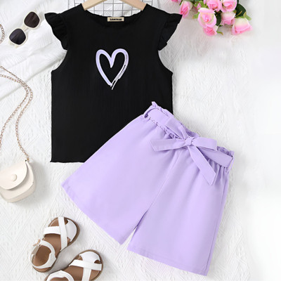 DAWINAR Baby Girls Party(Festive) Top Shorts(Black and Purple)