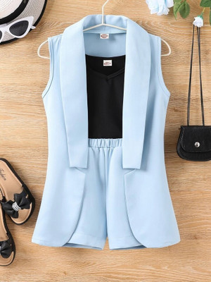 Vraj Jari Girls Party(Festive) Jacket Shorts(SKY BLUE)