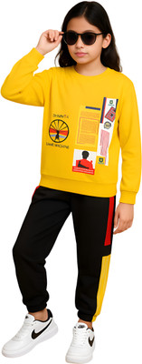 DRUZZEE Boys & Girls Casual T-shirt Pant(YELLOW)