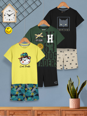 Hellcat Boys Casual T-shirt Shorts(Yellow2/Olive2/Black2)