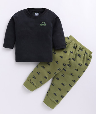 Blushh Berry Boys & Girls Casual Top Pant(Green, Navy Blue)