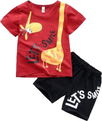 SANWARIA CLUB Baby Boys Casual T-shirt Shorts(RED)
