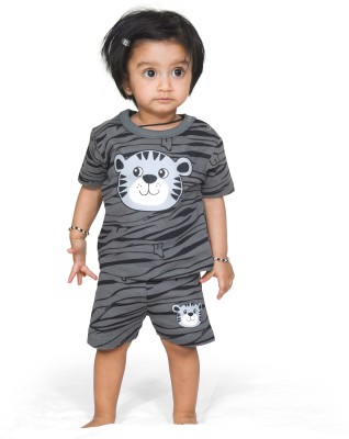 Ariel Baby Boys & Baby Girls Casual T-shirt Shorts(Grey)