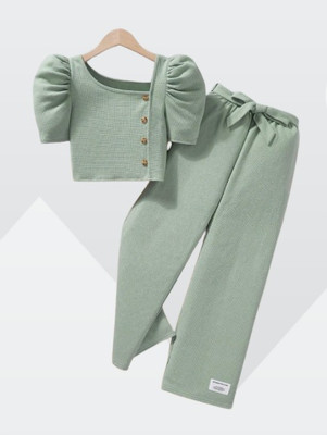 MASKAR CHOICES Baby Girls Casual Top Track Pants(Green)