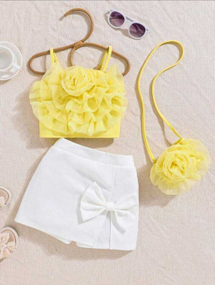 FASHION FUBS Baby Girls Casual Top Skirt(YELLOW)