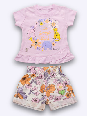 BABY'S DAY Baby Girls Casual Top Shorts(Purple 1)