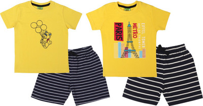 ShaishavWears Baby Boys Casual T-shirt Shorts(Yellow - YellowC)