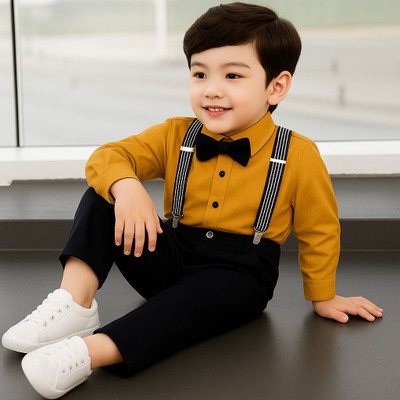 Bleckz Someck Boys Party(Festive) Shirt Pant(Yellow)