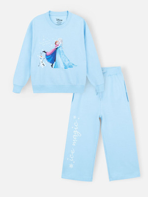Nap Chief Girls Disney Princess Casual Sweatshirt Track Pants(Sky Blue)