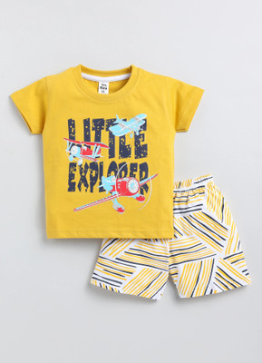 TINY BINY Boys Casual T-shirt Shorts(Mustard)
