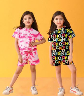 NVELIS Girls Casual T-shirt Shorts(Multicolor 15)