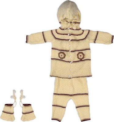 Fit N Fame Baby Boys & Baby Girls Casual Sweater Pyjama, Socks(Cream)