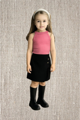 Riyanshi Collect Girls Casual Top Shorts(Pink, Black)