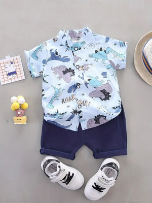 Clothcraft Boys Dinosaur Casual Shirt Shorts(Multicolor)