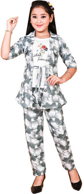 AYESHAFASHION Baby Girls Party(Festive) Top Pyjama(GREY)