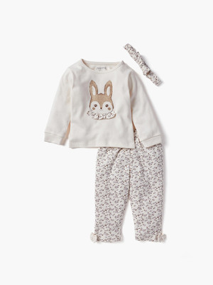 JUNIORS by Babyshop Baby Girls Casual T-shirt Pyjama(Cream)