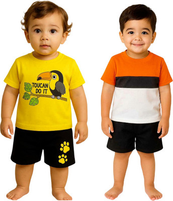 SEGRO Baby Boys & Baby Girls Casual T-shirt Shorts(GOLD, ORANGE)