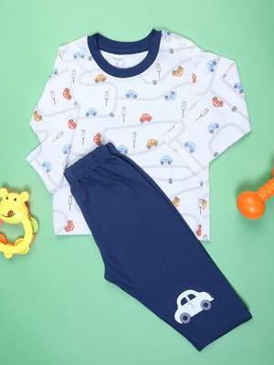 V-MART Baby Boys Casual T-shirt Pyjama(Sky Blue)