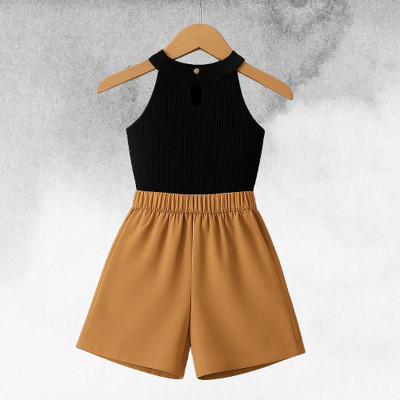 RIYANSHI Girls Casual Top Skirt(Black, Brown)