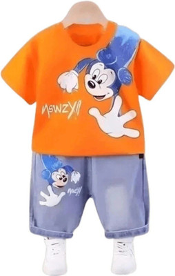 CALCUTTA FASHION Baby Boys & Baby Girls Mickey Casual T-shirt Shorts(ORANGE)