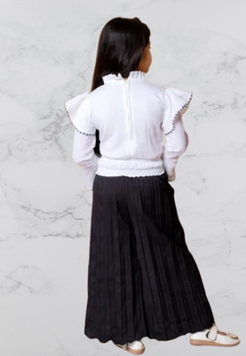Vijatree Girls Casual Top Pant(White / Black)