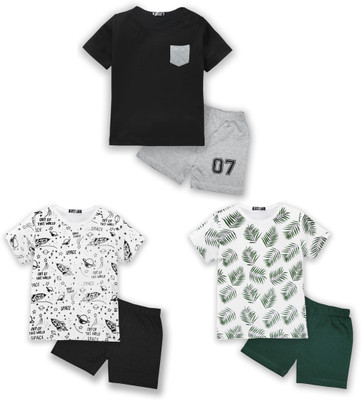 tarsier Baby Boys & Baby Girls Casual T-shirt Shorts(leaf-rocket-blackpoc)