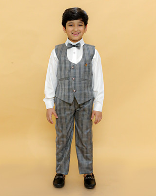 Alles Marche Boys Party(Festive) Jacket Pant, Bow Tie, Shirt(Grey White)