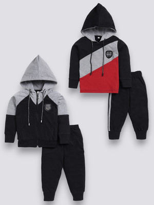 carrydreams Boys & Girls Casual T-shirt Trouser(GREY_BLACK)