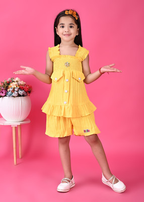 TIMESSTYLE Girls Party(Festive) Top Pant(Yellow)