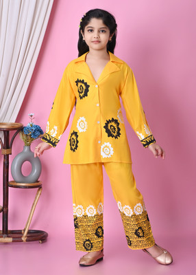SERINA FASHION Girls Party(Festive) Top Pant(YELLOW)