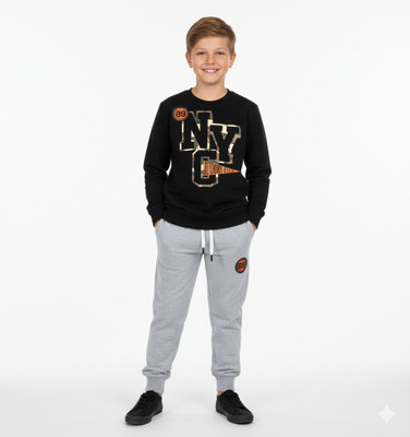 INTIHUG Boys Casual Sweatshirt Pant(Black, Grey)