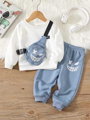 The Style Trader Boys & Girls Casual T-shirt Trouser(White, Grey)