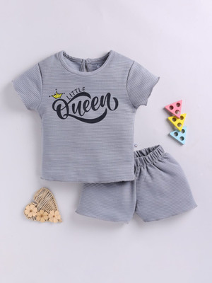 YK X Tinyo Girls Casual Top Shorts(Grey)