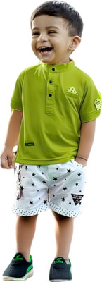 THE LALCOLLECTION KIDSWEAR Boys Casual T-shirt Shorts(Green)